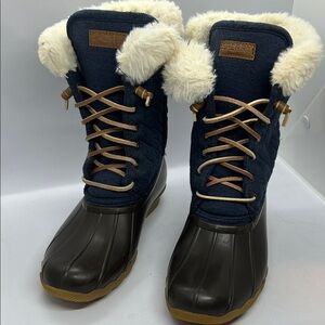 Sperry SP Fashion Saltwater Youth Girls Duck Boots w Quilted Top Size 3 USA